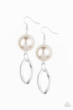 Paparazzi Earring ~ Big Spender Shimmer - White - Glitzygals5dollarbling Paparazzi Boutique 