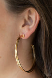 Paparazzi Wheelhouse - Gold - Large Edgy Hoop Earrings - Glitzygals5dollarbling Paparazzi Boutique 