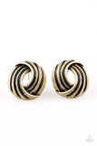 Paparazzi Rare Refinement - Brass Ribbons - Post Earrings - Glitzygals5dollarbling Paparazzi Boutique 