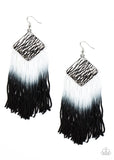 Paparazzi DIP The Scales - Black - to White Thread - Hammered Silver Earrings - Glitzygals5dollarbling Paparazzi Boutique 