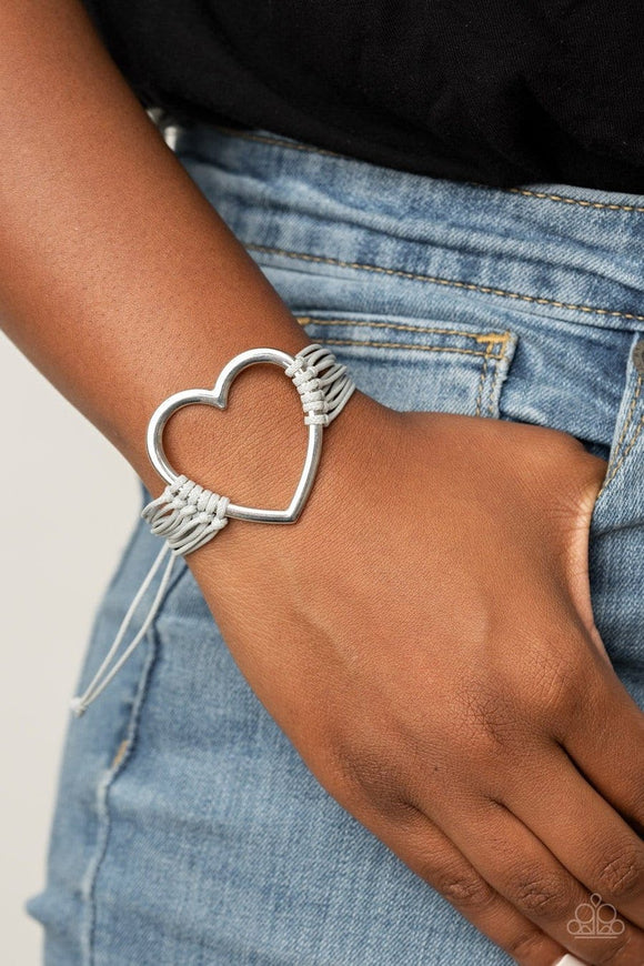 Paparazzi Accessories: Playing With My HEARTSTRINGS - Silver Bracelet - Glitzygals5dollarbling Paparazzi Boutique 