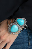 Paparazzi Nature Bound - Blue - Turquoise Stones - Silver Hinged Bracelet - Glitzygals5dollarbling Paparazzi Boutique 