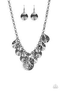 Paparazzi  Texture Storm - Black - Gunmetal Teardrops - Hammered Shimmer - Necklace and matching Earrings - Glitzygals5dollarbling Paparazzi Boutique 