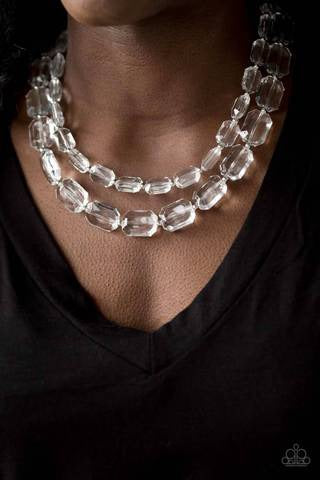 Paparazzi Ice Bank White Necklace - Glitzygals5dollarbling Paparazzi Boutique 