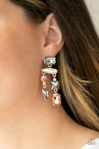 Paparazzi Accessories: Hazard Pay - Multi Earrings Rose Gold - Glitzygals5dollarbling Paparazzi Boutique 