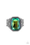 Paparazzi Accessories: Galaxy Goddess - Green UV Shimmer Ring - Glitzygals5dollarbling Paparazzi Boutique 