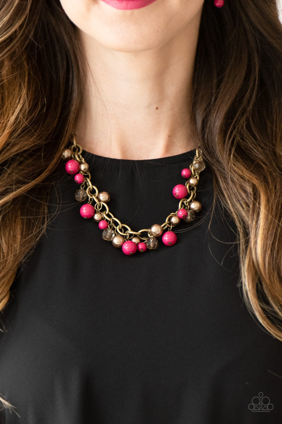 Paparazzi The GRIT Crowd - Pink Brass Necklace - Glitzygals5dollarbling Paparazzi Boutique 