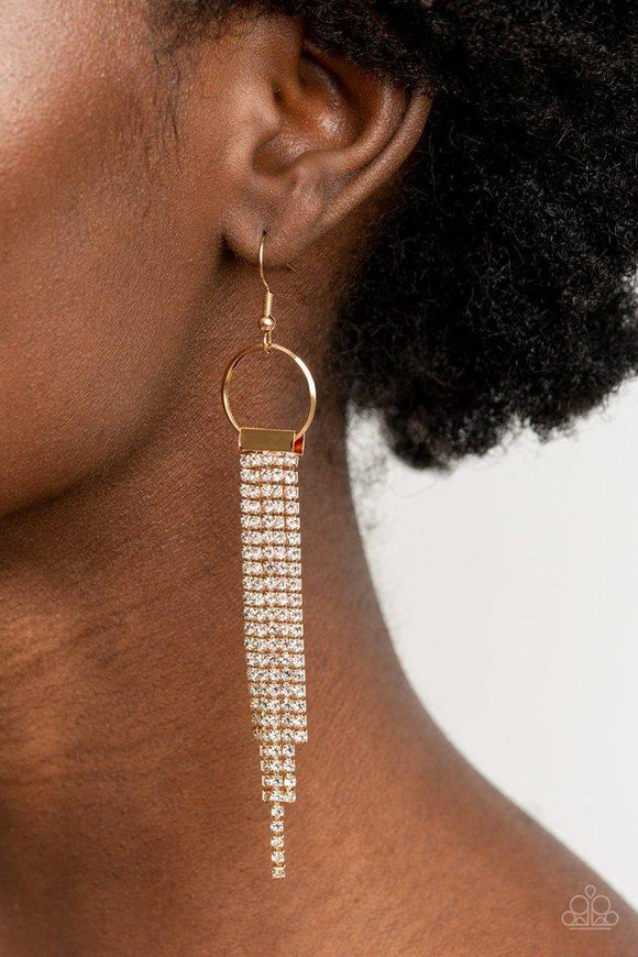 Paparazzi Earring ~ Tapered Twinkle - Gold - Glitzygals5dollarbling Paparazzi Boutique 