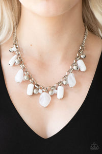 Paparazzi Grand Canyon Grotto - White - Silver Necklace and matching Earrings - Glitzygals5dollarbling Paparazzi Boutique 