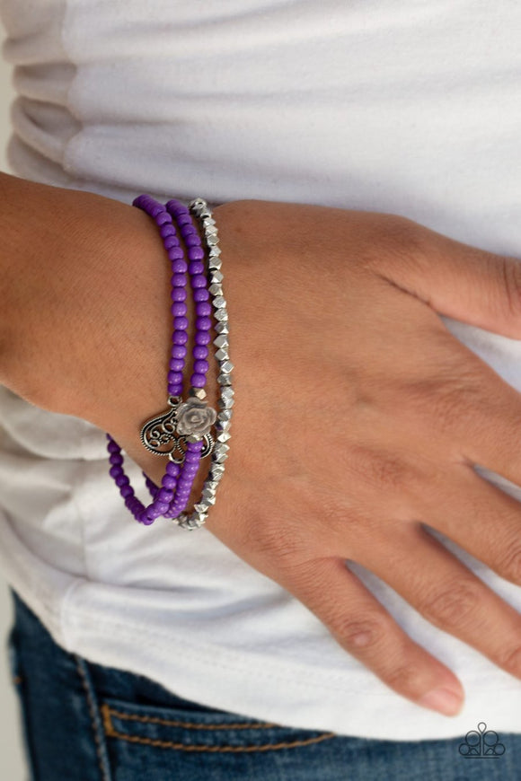 Paparazzi Lover’s Loot Purple Beaded Bracelet - Glitzygals5dollarbling Paparazzi Boutique 