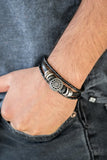 Paparazzi Totally Tundra - Black Leather - Wooden and Metallic Accents - Sliding Knot Bracelet - Glitzygals5dollarbling Paparazzi Boutique 