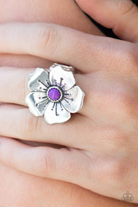 Paparazzi Boho Blossom - Purple Bead - Silver Ring - Glitzygals5dollarbling Paparazzi Boutique 