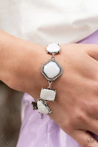 Grounding Glamour - white - Paparazzi bracelet Fashion Fix June 2022 - Glitzygals5dollarbling Paparazzi Boutique 