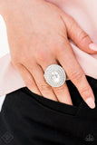 Paparazzi Metro Millionaire - White - Oval Gem / Rhinestones - Silver Ring - Fashion Fix / Trend Blend Exclusive August 2019 - Glitzygals5dollarbling Paparazzi Boutique 
