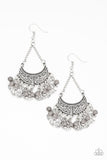 Paparazzi Sahara Treasure - Silver - Gray Beads - Ornate Silver Fringe - Earrings - Glitzygals5dollarbling Paparazzi Boutique 
