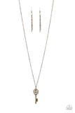 Paparazzi The Magic Key - Brass Key Pendant - Necklace & Earrings - Glitzygals5dollarbling Paparazzi Boutique 