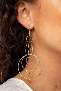 Paparazzi Earring ~ Running Circles Around You - Gold - Glitzygals5dollarbling Paparazzi Boutique 
