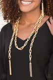 Paparazzi SCARFed for Attention - Gold Blockbuster - Necklace and matching Earrings - Glitzygals5dollarbling Paparazzi Boutique 