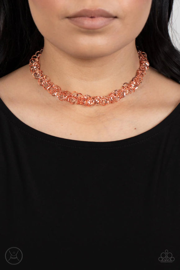 Cause a Commotion Copper ~ Paparazzi Necklace - Glitzygals5dollarbling Paparazzi Boutique 