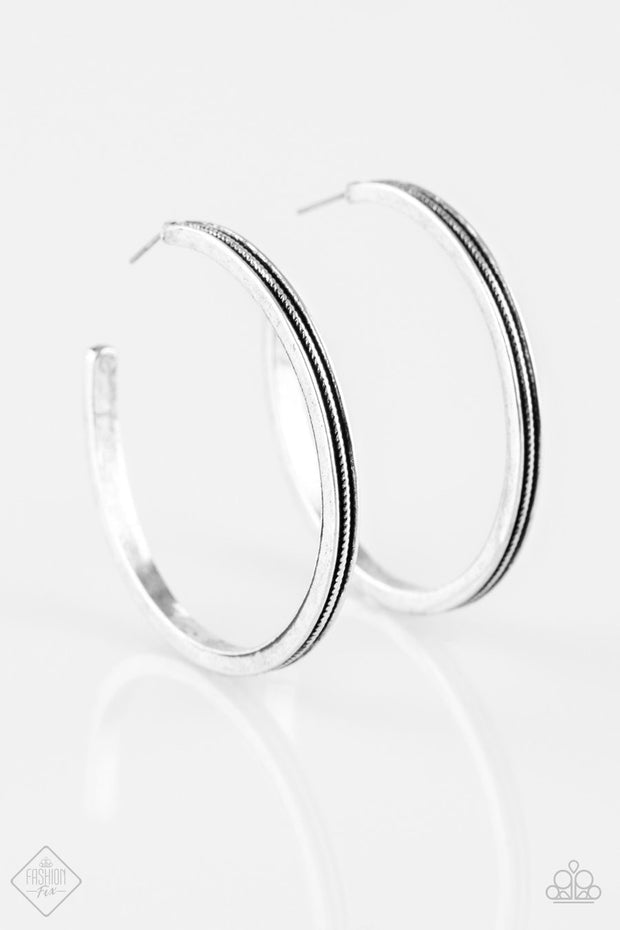 Paparazzi Retro Ranch Style Silver Hoop Earrings - Glitzygals5dollarbling Paparazzi Boutique 