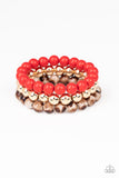 Paparazzi Courageously Couture Red Set of three Bracelets - Glitzygals5dollarbling Paparazzi Boutique 
