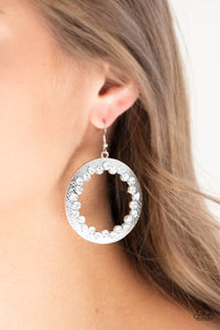 Paparazzi Gala Glitter - White - Rhinestones Earrings - Glitzygals5dollarbling Paparazzi Boutique 