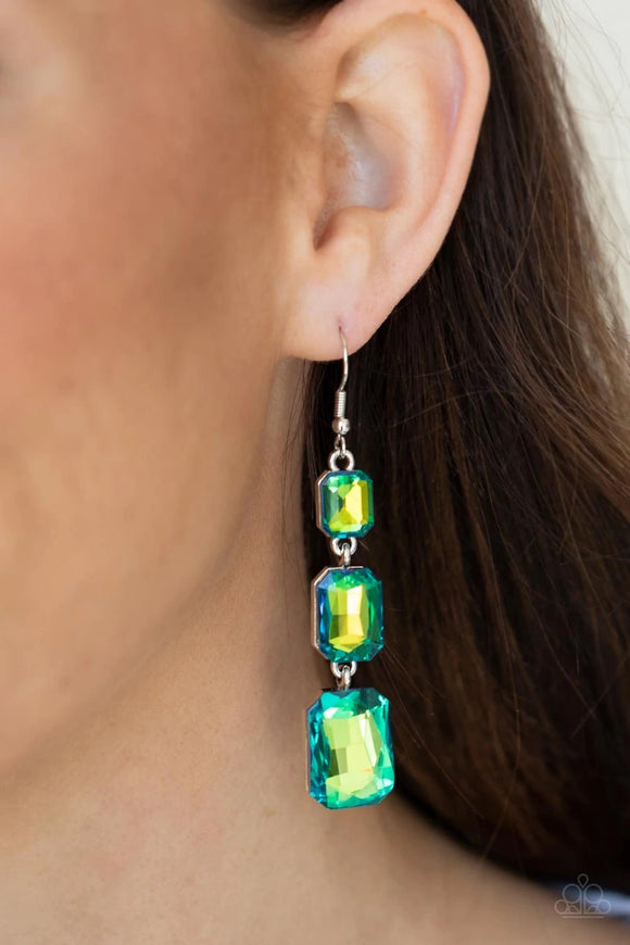 Cosmic Red Carpet - green - Paparazzi earrings - Glitzygals5dollarbling Paparazzi Boutique 