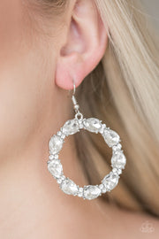 Paparazzi “Ring Around The Rhinestones” White Earrings - Glitzygals5dollarbling Paparazzi Boutique 