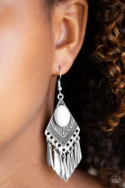 Paparazzi “Mostly Monte-ZUMBA” White Earrings - Glitzygals5dollarbling Paparazzi Boutique 