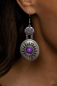Paparazzi Earring ~ Temple of The Sun - Purple - Glitzygals5dollarbling Paparazzi Boutique 