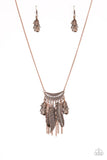 Paparazzi Fiercely Feathered Brass Fashion Fix Exclusive Necklace - Glitzygals5dollarbling Paparazzi Boutique 