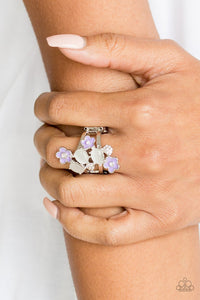 Paparazzi Daisy Delight - Purple - Glowing White Moonstones - Ring - Glitzygals5dollarbling Paparazzi Boutique 