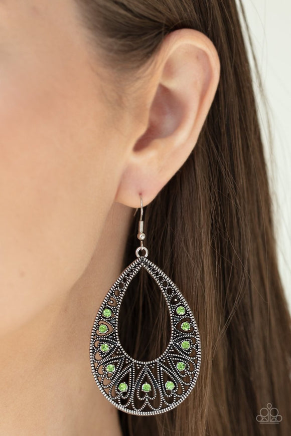Love to be Loved - green - Paparazzi earrings - Glitzygals5dollarbling Paparazzi Boutique 