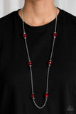 Paparazzi Season of Sparkle - Red Gems - Silver Chain Necklace and matching Earrings - Glitzygals5dollarbling Paparazzi Boutique 