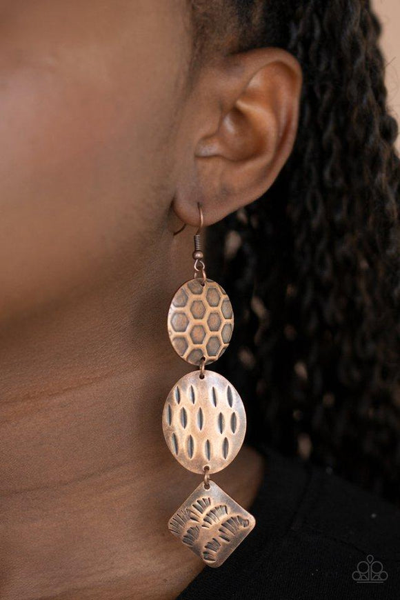 Paparazzi Earring ~ Mixed Movement - Copper - Glitzygals5dollarbling Paparazzi Boutique 