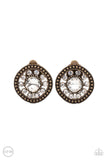 Dazzling Definition - brass - Paparazzi CLIP ON earrings - Glitzygals5dollarbling Paparazzi Boutique 