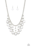 Paparazzi Cool Cascade - White - Fringe, Crystal Beads - Silver Chain Necklace & Earrings - Glitzygals5dollarbling Paparazzi Boutique 