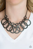 Paparazzi Jammin Jungle - Black - Hammered Gunmetal - Necklace and matching Earrings - Glitzygals5dollarbling Paparazzi Boutique 