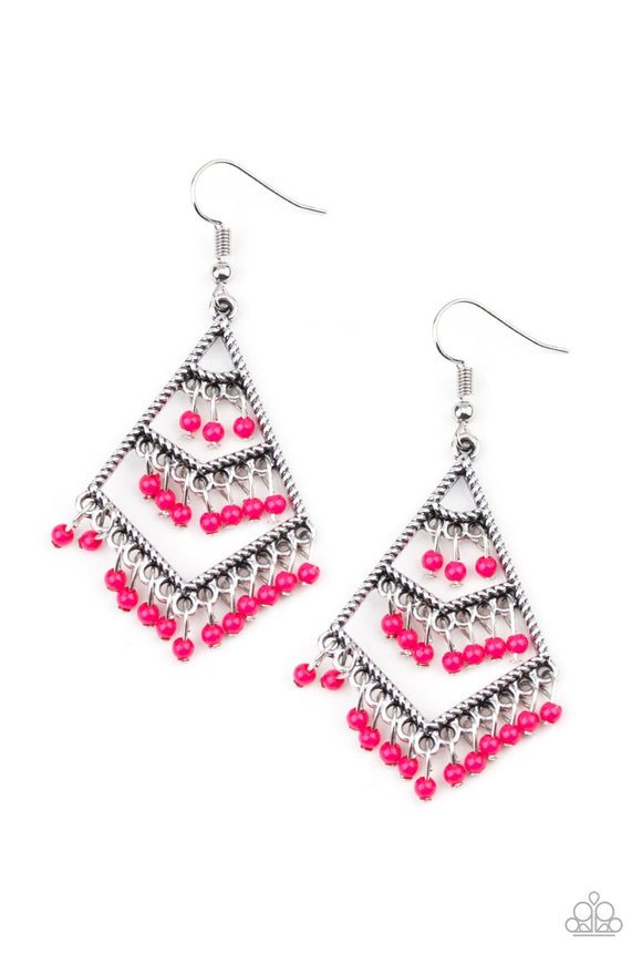 Kite Race - pink - Paparazzi earrings - Glitzygals5dollarbling Paparazzi Boutique 