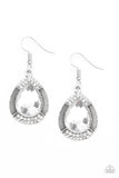 Paparazzi Grandmaster Shimmer - White Teardrop Gem - Rhinestone Earrings - Glitzygals5dollarbling Paparazzi Boutique 