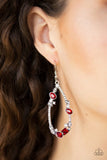 Paparazzi Quite The Collection - Red - and White Rhinestones - Teardrop Earrings - Glitzygals5dollarbling Paparazzi Boutique 