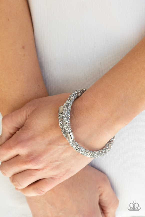 Paparazzi Roll Out the Glitz Silver Bracelet Life of the Party Exclusive - Glitzygals5dollarbling Paparazzi Boutique 