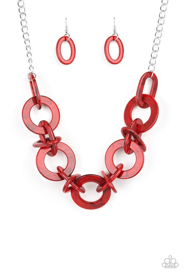 Paparazzi “Chromatic Charm” Red Acrylic Necklace - Glitzygals5dollarbling Paparazzi Boutique 