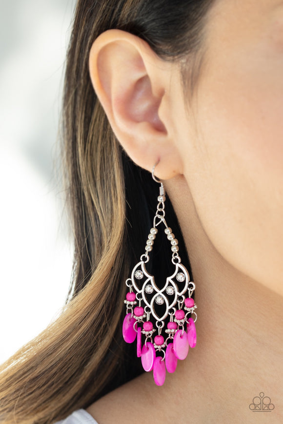 Paparazzi Shore Bait - Pink Earrings - Glitzygals5dollarbling Paparazzi Boutique 