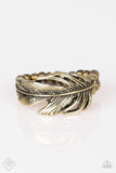 Paparazzi Just Gliding By Brass Feather Fashion Fix Exclusive Ring - Glitzygals5dollarbling Paparazzi Boutique 