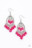 Paparazzi Gorgeously Genie - Pink - Peacock Teardrops - Studded Silver Frame - Earrings - Glitzygals5dollarbling Paparazzi Boutique 