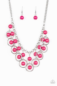 Paparazzi Really Rococo - Pink Beads - Silver Chain Necklace and matching Earrings - Glitzygals5dollarbling Paparazzi Boutique 