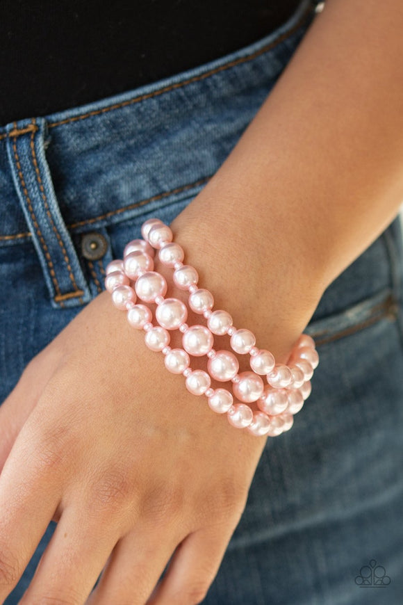 Paparazzi Total PEARL-fection - Pink Pearls - Adjustable Bracelet - Glitzygals5dollarbling Paparazzi Boutique 