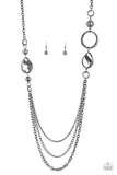 Paparazzi Rebels Have More Fun - Black - Gunmetal Beads, Hoop Textured - Necklace & Earrings - Glitzygals5dollarbling Paparazzi Boutique 