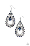 Paparazzi All About Business - Blue - Teardrop Gem and Rhinestones - Silver Frilly Earrings - Glitzygals5dollarbling Paparazzi Boutique 